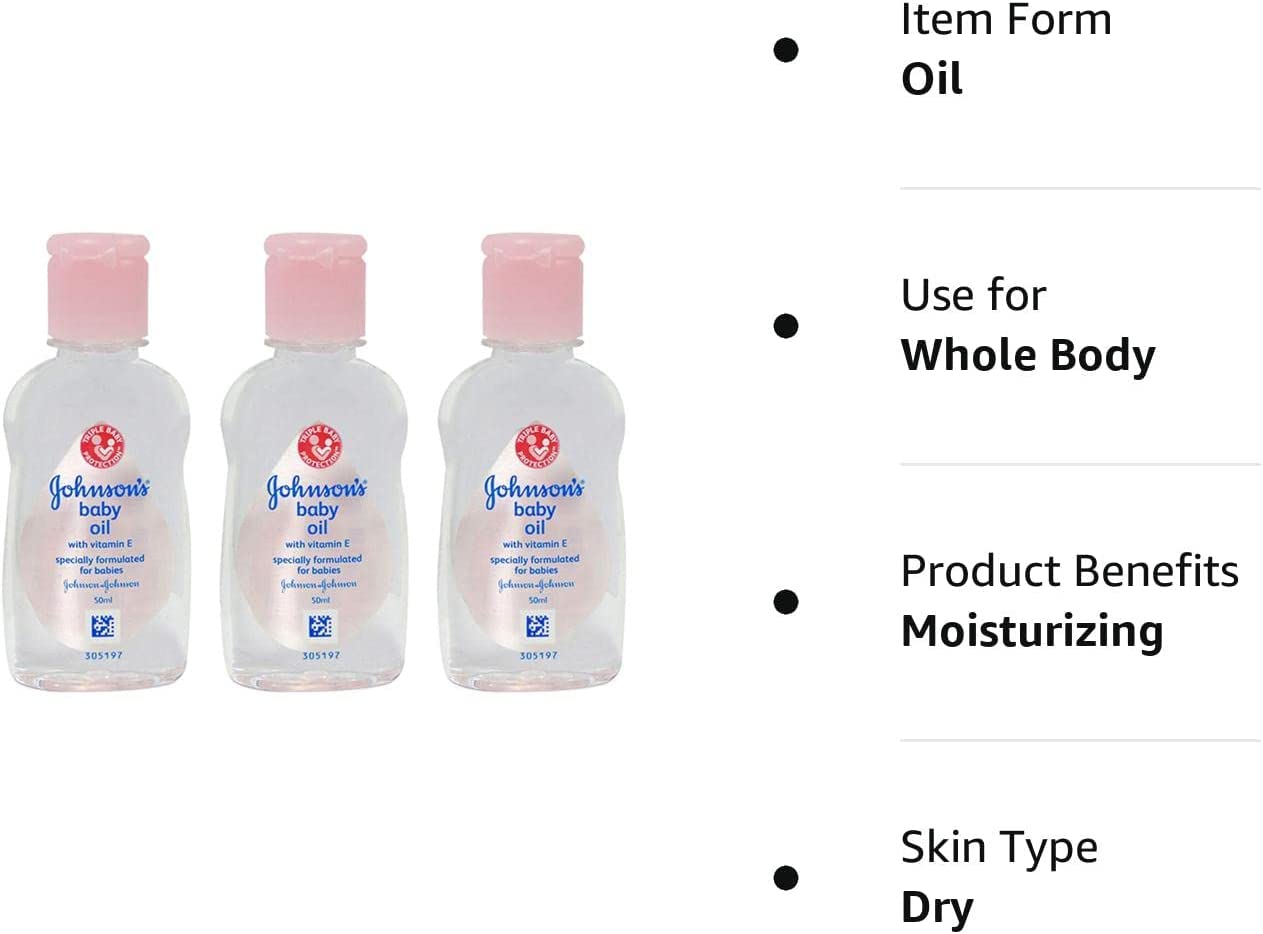 Johnson's Baby Massage Oil, 50 ml / 1.7 FL Oz - 3 Pack