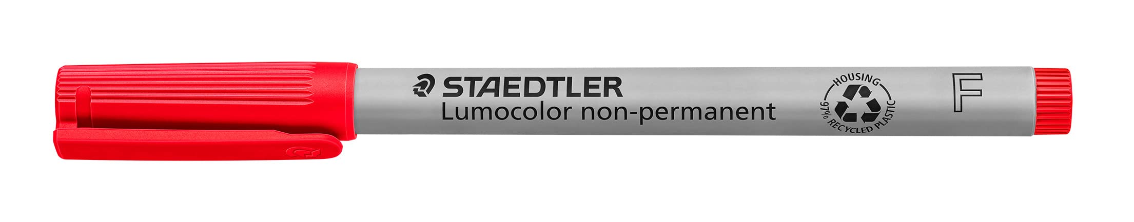 Staedtler Lumograph Non-Permanent Wet Erase Marker Pens, Fine Tip Refillable Colored Marker, Red, 315-2