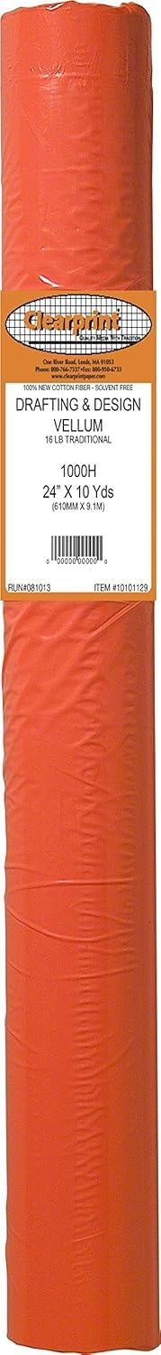 Clearprint 24" x 10 Yards 1000H Design Vellum Roll, 16 lb., 100% Cotton, 1 Each