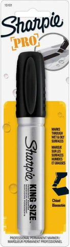 Sharpie Permanent Marker Chisel Tip Black Durable Aluminum Barrel Carded