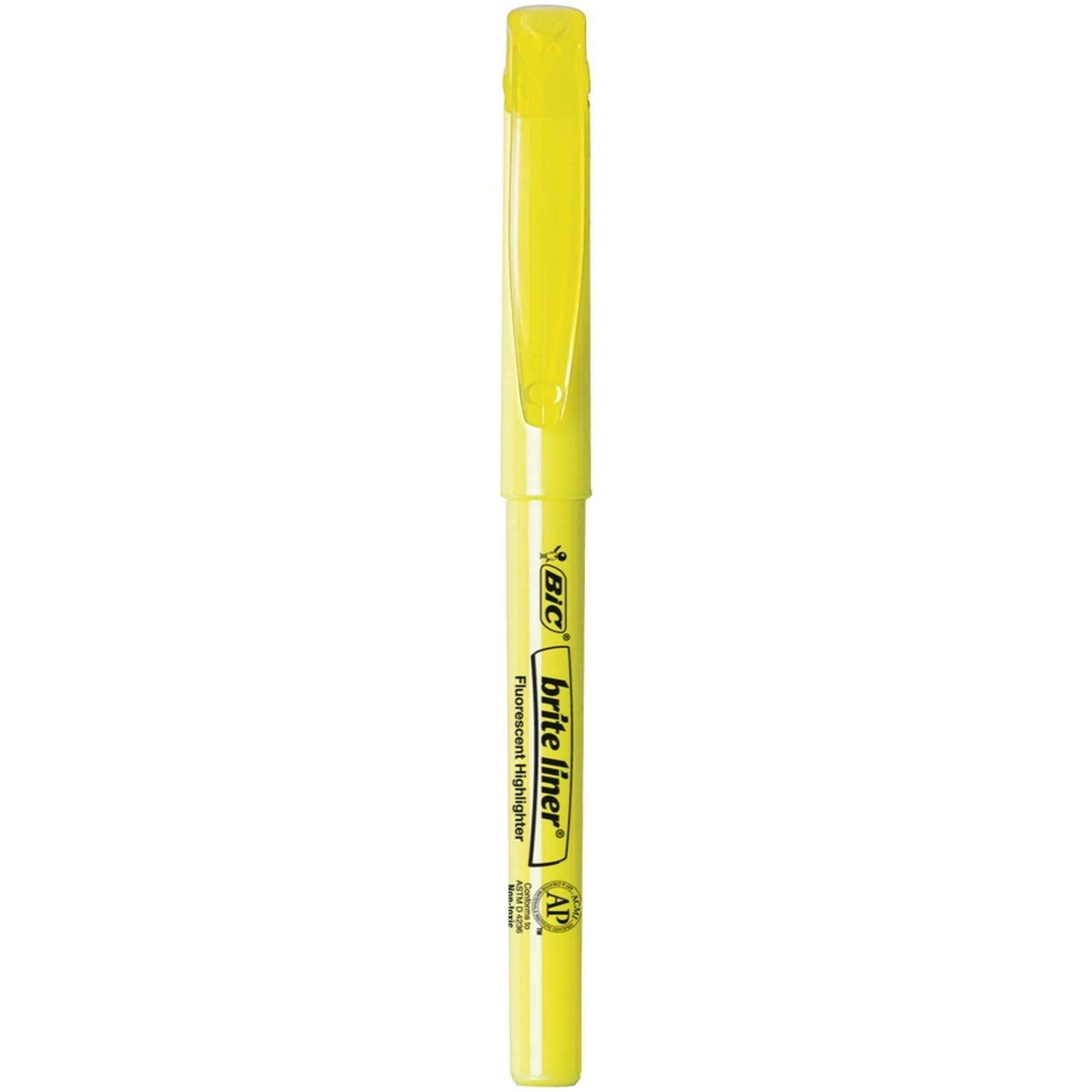 BIC® Brite Liner® Highlighters, Chisel Point, Yellow, 5-Pack