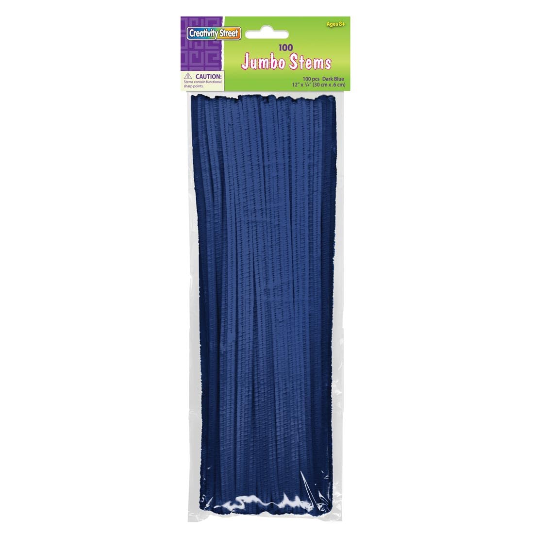 Creativity Street Jumbo Chenille Stems, 12" x 6 mm, Craft Pipe Cleaners, Dark Blue, Pack of 100