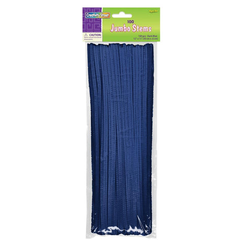 Creativity Street Jumbo Chenille Stems, 12" x 6 mm, Craft Pipe Cleaners, Dark Blue, Pack of 100