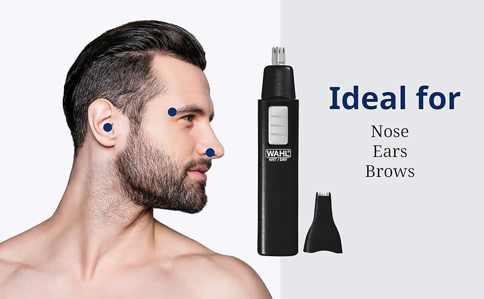 Wahl 5567-500 Ear, Nose and Brow Wet/Dry Battery Trimmer, Black