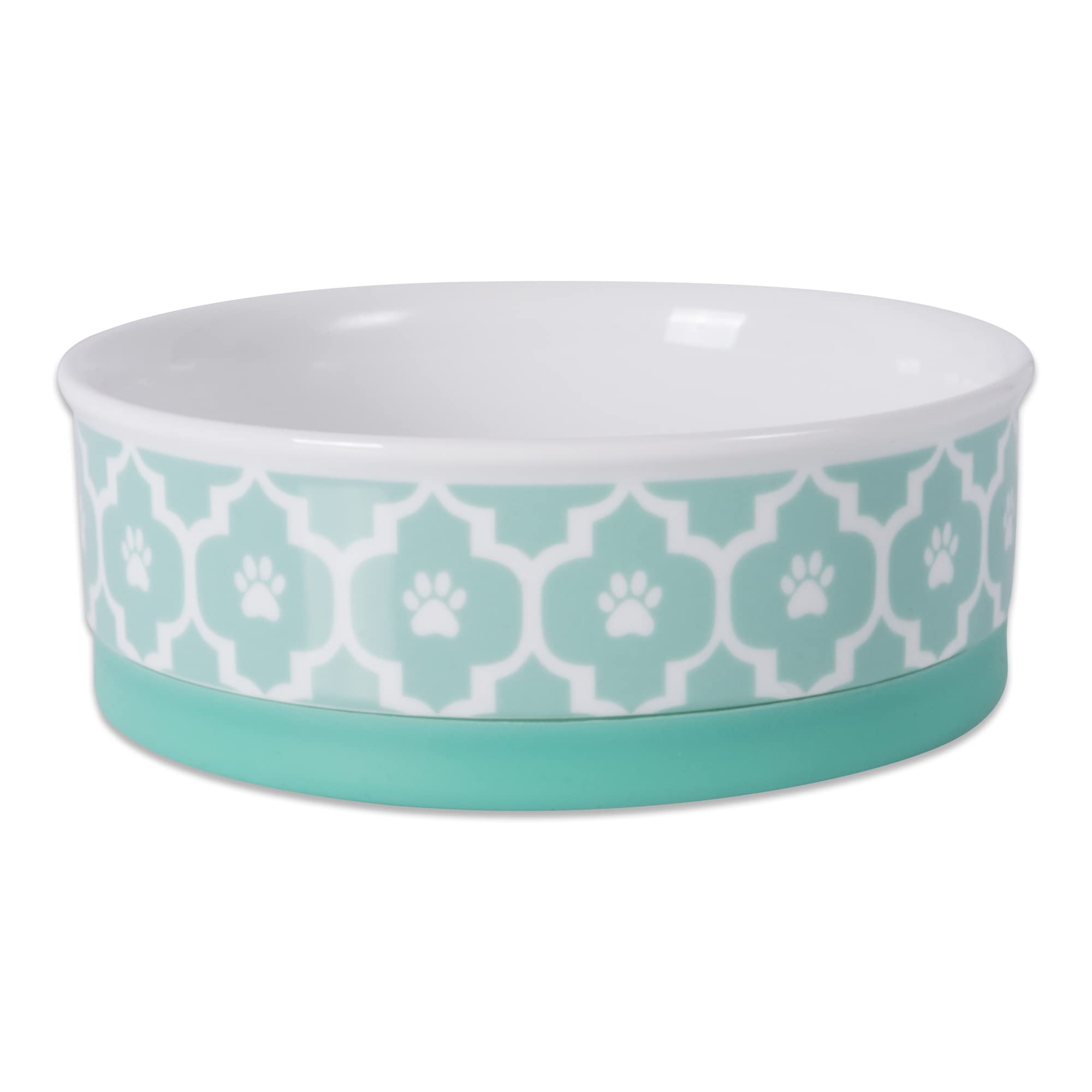 Bone Dry Lattice Collection Pet Bowl & Canister, Medium Set, 6x2", Aqua, 2 Count