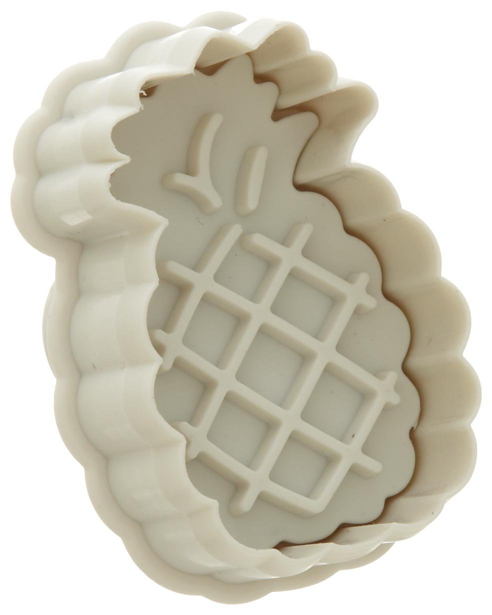 Ateco Pineapple Plunger Cutters, for Cutting Decorations & Direct Embossing, Spring-loaded Handle, Food Safe Plastic White 2 by 2-Inch