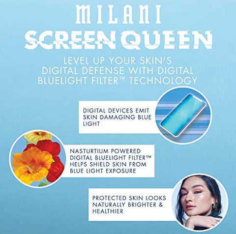 Milani Screen Queen Liquid Foundation Makeup - Cruelty Free Foundation With Digital Bluelight Filter Technology (Cool Sienna)