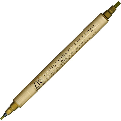 Kuretake Zig Memory System Twin Marker, Writer Metallic Colors, Gold (MS-8400-101)