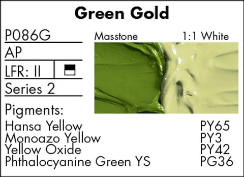Grumbacher Pre-Tested Oil Paint, 37ml/1.25 Ounce, Green Gold Hue (P086G)