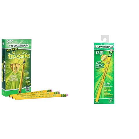 Ticonderoga My First Tri-Write Wood-Cased Pencils (36 Count) and Ticonderoga My First Wood-Cased Pencils (12 Count)