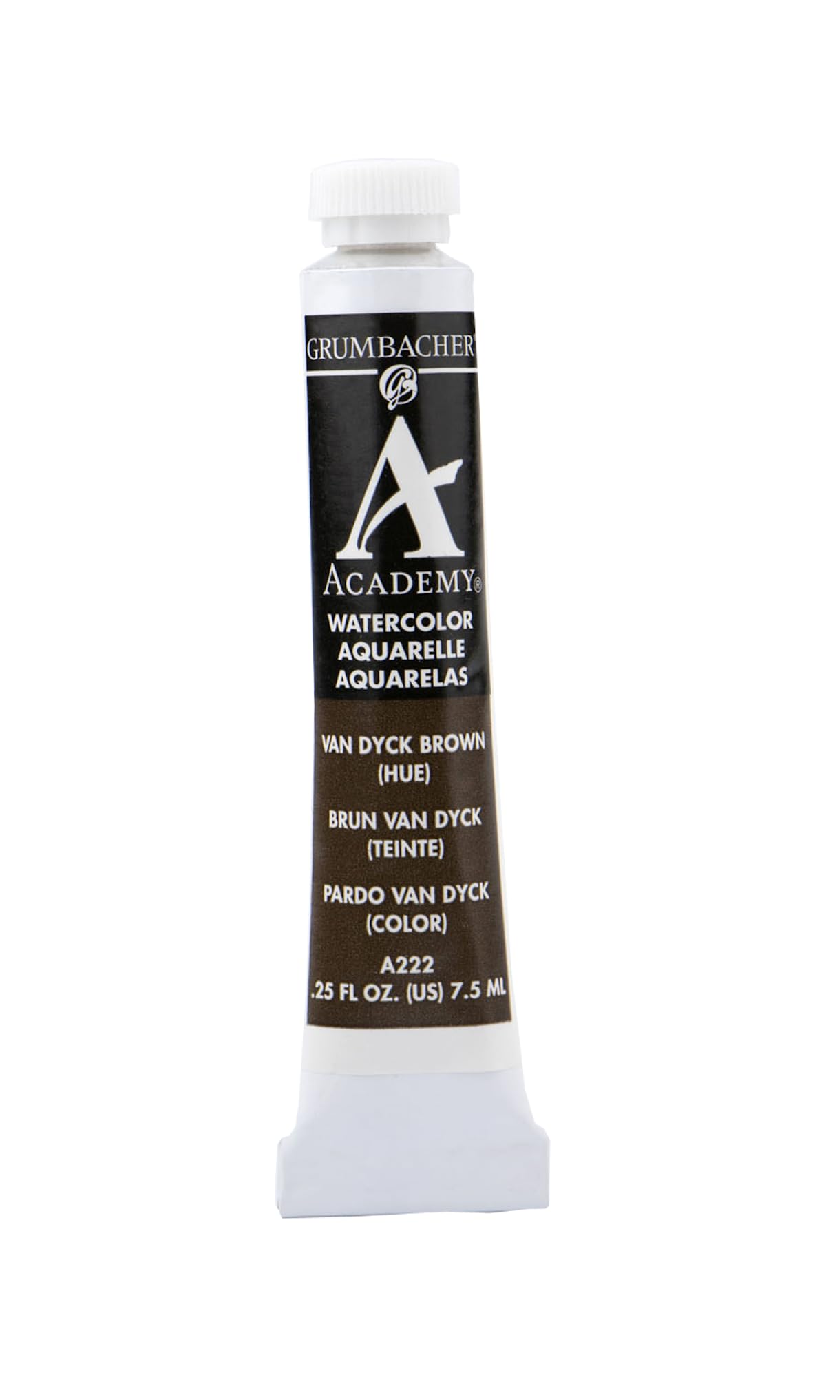 Grumbacher Academy Watercolor Paint, 7.5ml/0.25 oz., Van Dyck Brown Hue (A222)