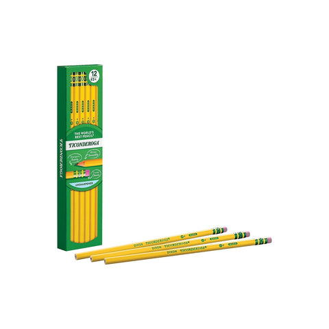 Ticonderoga Wood-Cased Pencils, Unsharpened, #3 H Hard, Yellow, 12 Count