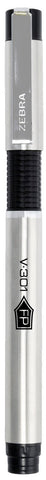 Zebra Pen V-301 Fountain Pen, Stainless-Steel Barrel, Fine Point, 0.7mm, Black Ink, 1-Pack with Refill (48111)