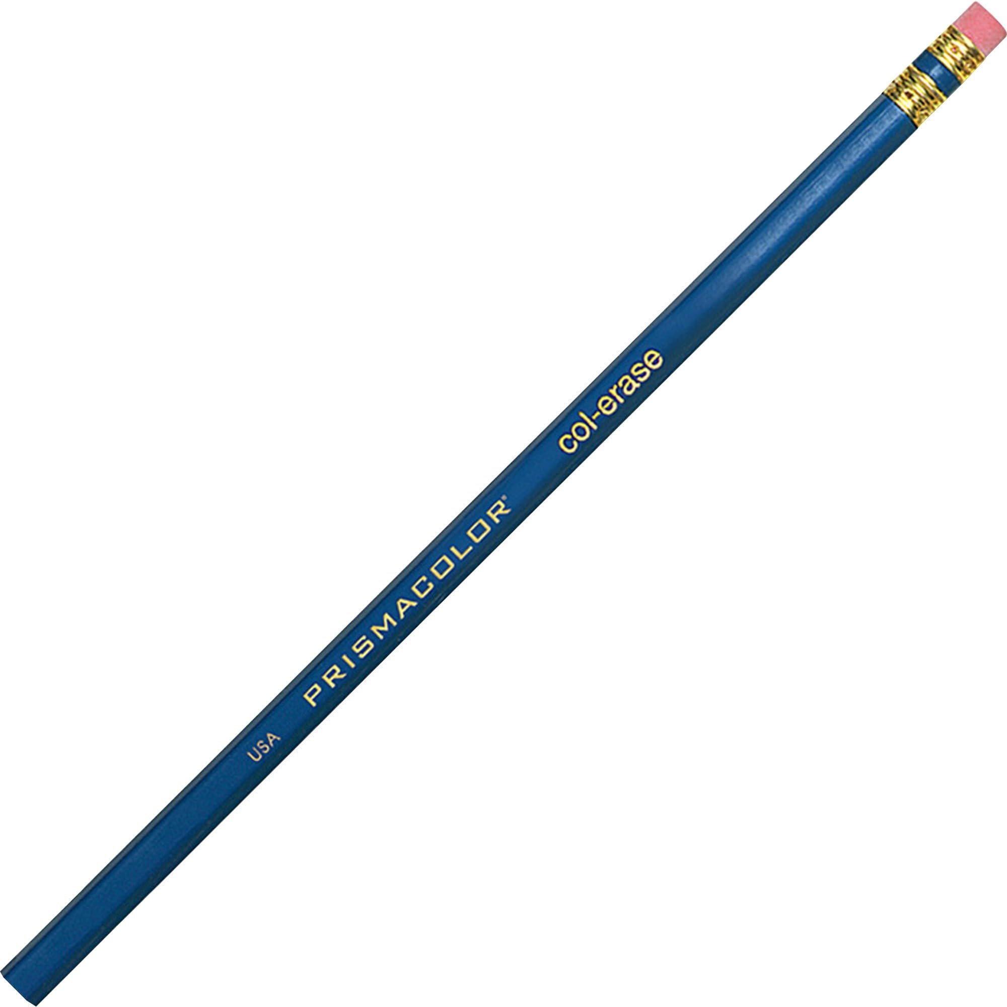 Prismacolor Col-Erase Erasable Colored Pencil w/Eraser, Blue Lead, 12 Count