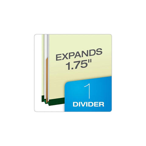 Pendaflex Classification Folders, 1 Divider, Embedded Fasteners, 2/5 Cut Tab, Letter, Light Green, 10/BX (17172), Corona Green