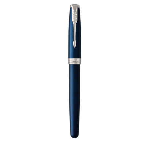 PARKER Sonnet Rollerball Pen, Blue Lacquer with Palladium Trim, Fine Point Black Ink (1931535) , Blue and Chrome
