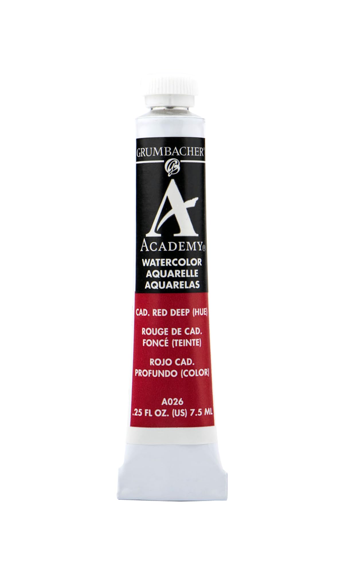 Grumbacher Academy Watercolor Paint, 7.5ml/0.25 Ounce, Cadmium Red Deep Hue (A026)