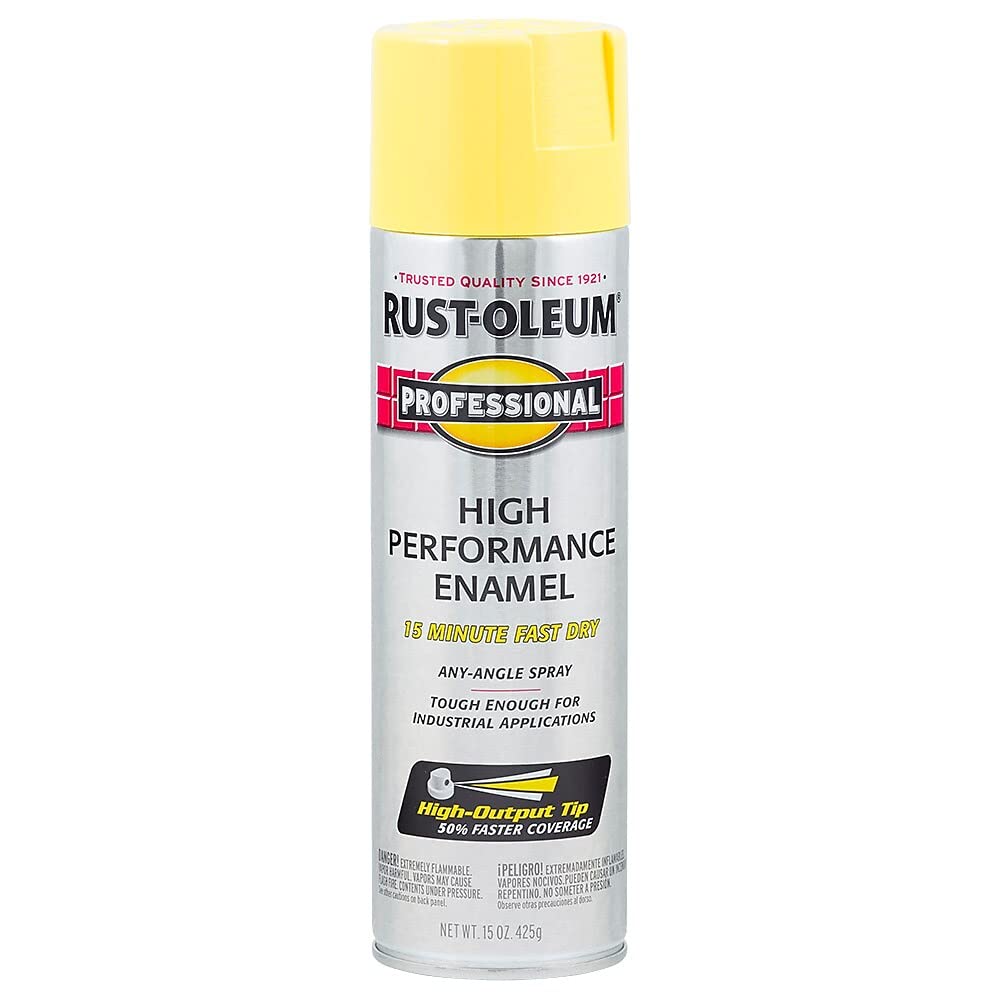 Rust-Oleum 7543838 Professional High Performance Enamel Spray Paint, 15 oz, Gloss Safety Yellow