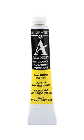 Grumbacher Academy Watercolor Paint, 7.5ml/0.25 Ounce, Cadmium Yellow Pale Hue (A036)