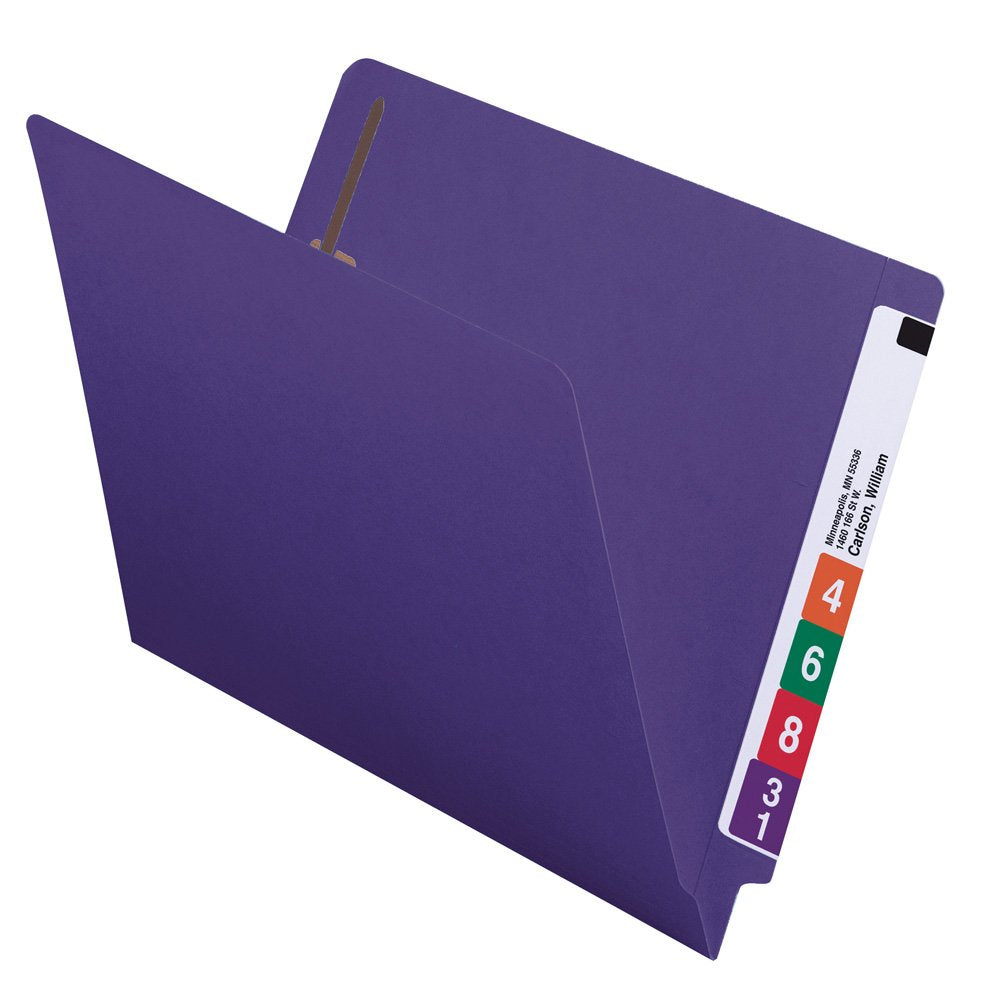 Smead End Tab Fastener File Folder, Shelf-Master® Reinforced Straight-Cut Tab, 2 Fasteners, Letter Size, Purple, 50 per Box (25440)