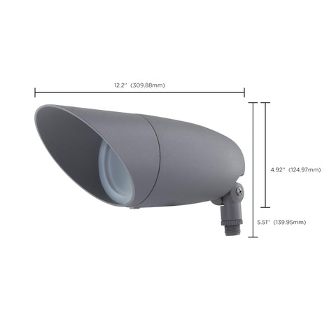 Nuvo 62/1208 One Light 12.2-Inch LED Landscape Floodlight, 12W/120V, 3000K/1240 Lumens, Light Gray
