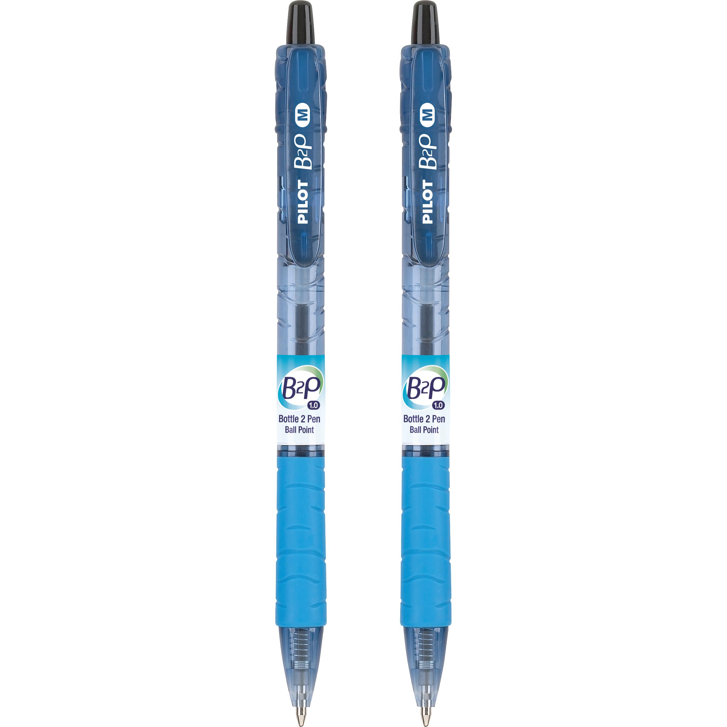 PILOT B2P - Bottle to Pen Refillable & Retractable Ball Point Pen Made From Recycled Bottles, Medium Point, Black Ink, 2-Pack (32805)