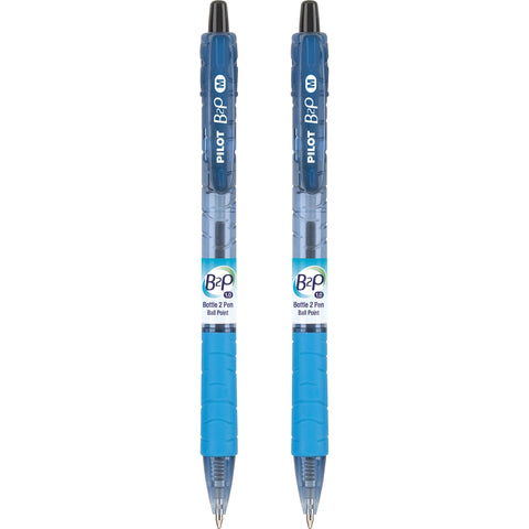 PILOT B2P - Bottle to Pen Refillable & Retractable Ball Point Pen Made From Recycled Bottles, Medium Point, Black Ink, 2-Pack (32805)