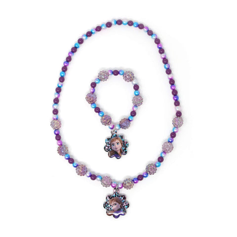 LUV HER Disney Frozen Girls Jewelry Set - Dress Up 3 Piece Toy Jewelry Box Set with Bead Necklace, Bracelet, and Ring - Frozen Play Accessories - Ages 3+