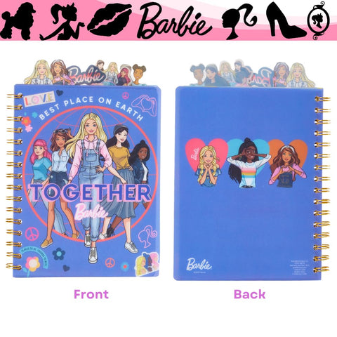 Barbie Tab Journal Notebook, Spiral Bound, 96 Lined Pages, 8 x 7 inches, Purple