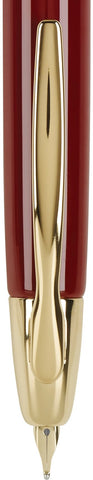 PILOT Vanishing Point Collection Refillable & Retractable Fountain Pen, Red Barrel with Gold Accents, Blue Ink, Broad Nib (60367)