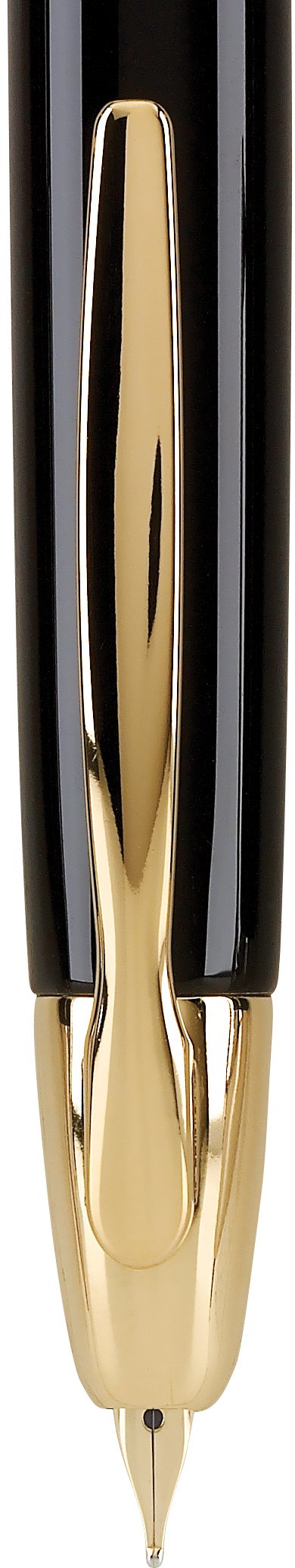 PILOT Vanishing Point Collection Refillable & Retractable Fountain Pen, Black Barrel with Gold Accents, Blue Ink, Broad Nib (60365)
