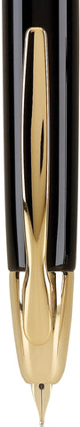PILOT Vanishing Point Collection Refillable & Retractable Fountain Pen, Black Barrel with Gold Accents, Blue Ink, Broad Nib (60365)