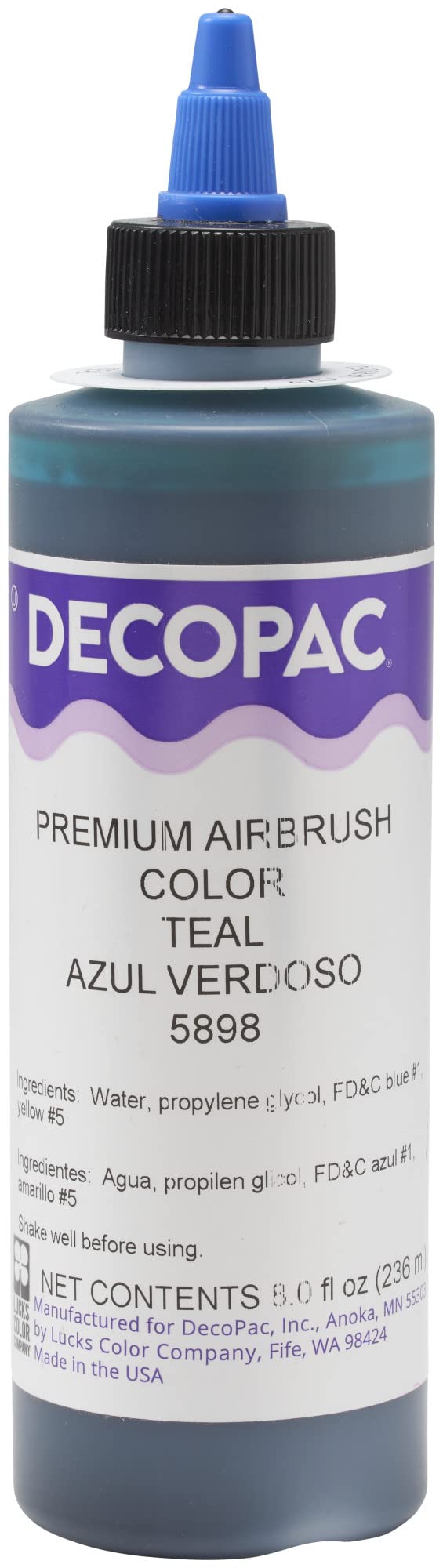 DecoPac Teal Food Coloring, 8 Fl Oz Airbrush Food Color, Edible Airbrush For Cake Decorating, Cookie Airbrush Coloring, Food Airbrush Kit Add-on, Airbrushes For Cake Decorating 8Fl Oz