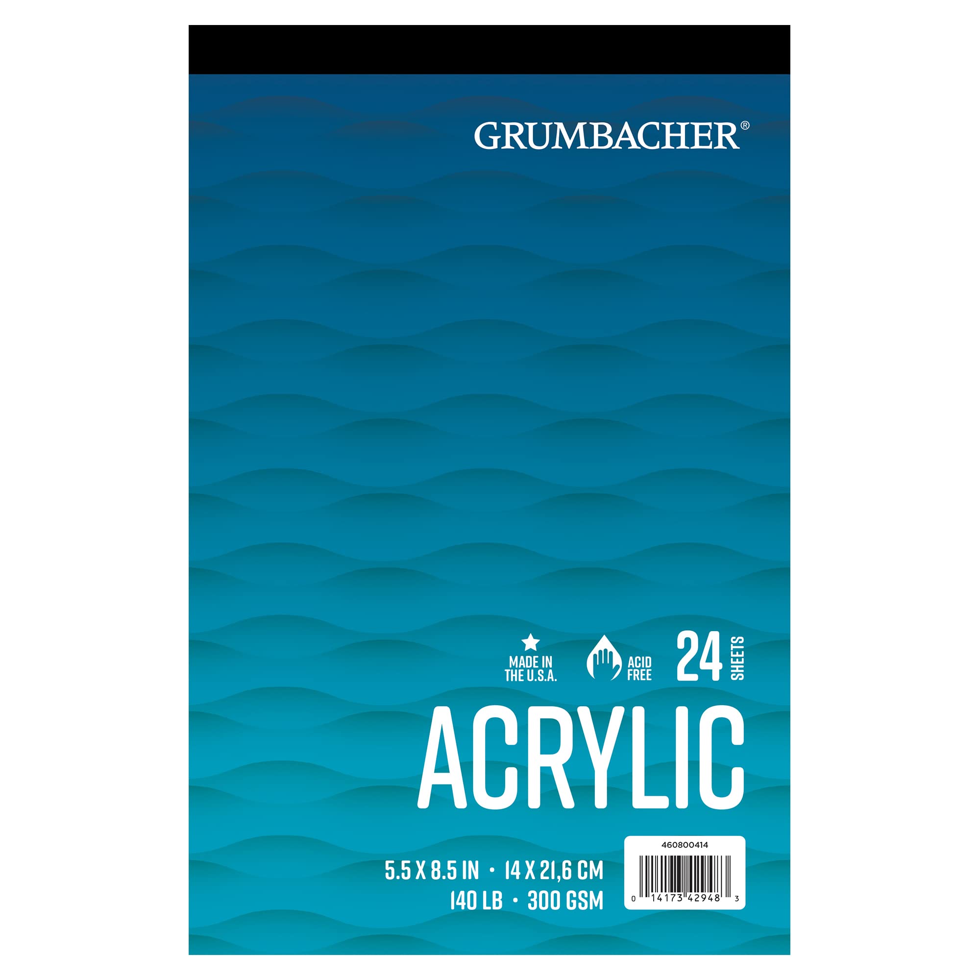 Grumbacher 5.5" x 8.5" Acrylic Tape-Bound Paper Pad, 140 lb. / 300 GSM, Tape-Bound, 15 White Sheets/Pad, 1 Each