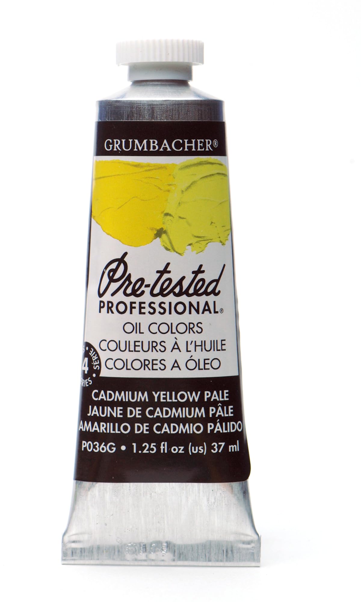 GRUMBACHER Grumbacher Pre-Tested Oil Paint, 37ml/1.25 Ounce, Cadmium Yellow Pale (P036G), 1.25 oz.