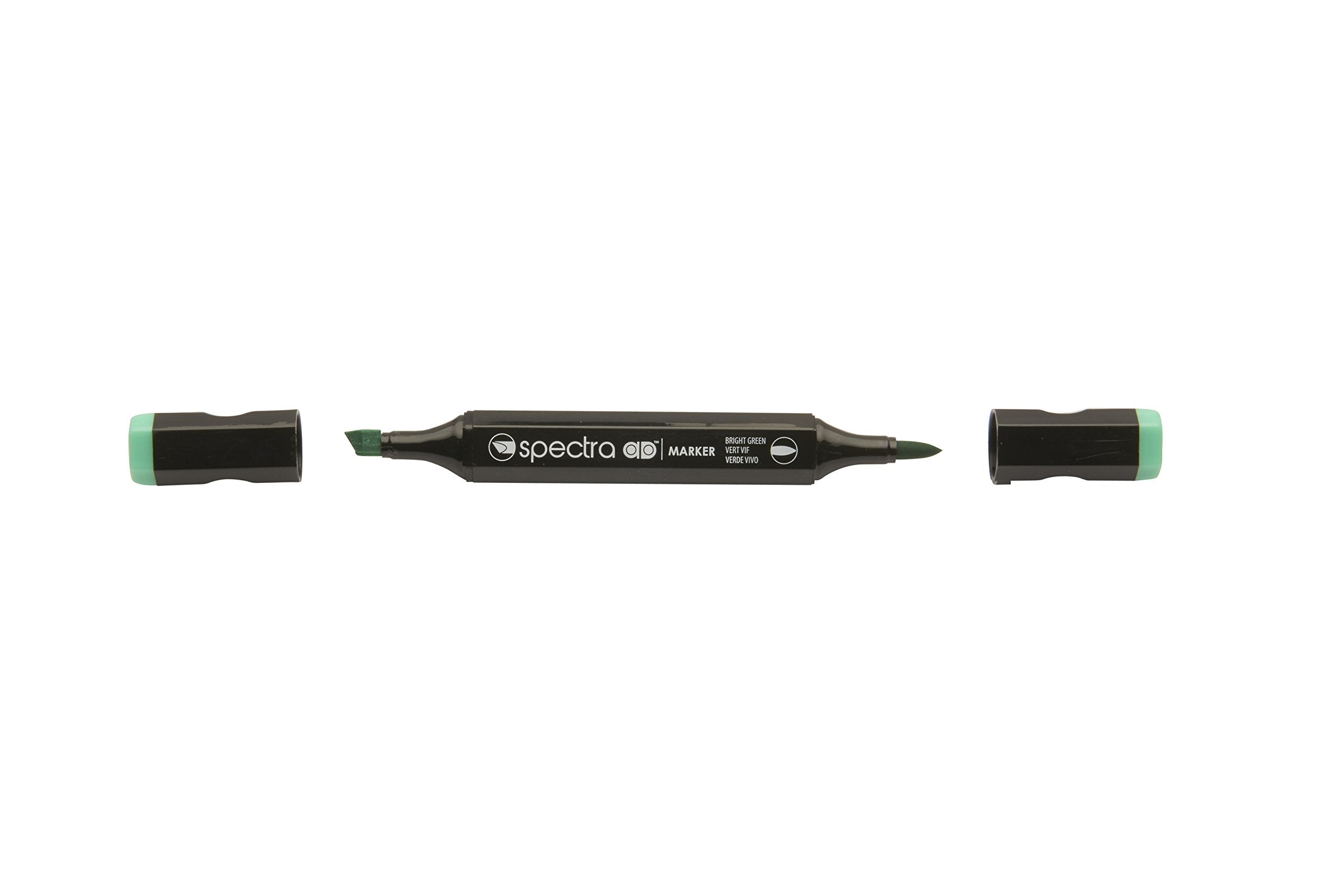 Chartpak Spectra AD Marker Set in Plastic Case, Tri-Nib and Brush Dual-Tip, 6 Assorted Green Colors (SGREENS6AD)