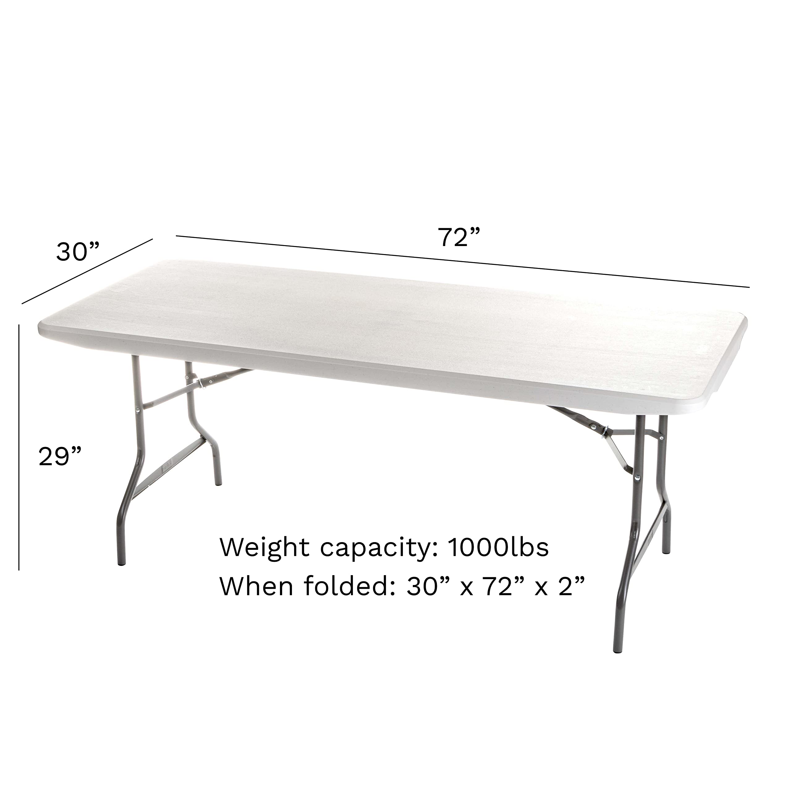 Iceberg IndestrucTable Commercial Folding Table, Indoor/Outdoor, Platinum, 30" W x 72" L x 29" H