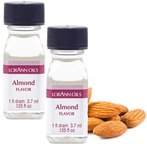 LorAnn Oils Super Strength Flavoring - Used For Candy Making, Flavoring, Baking, Hard Candy, & Flavor Oils - Bold, Natural Flavors 4X Stronger Than Extracts - Almond, Pack of 2, 0.125 fl oz