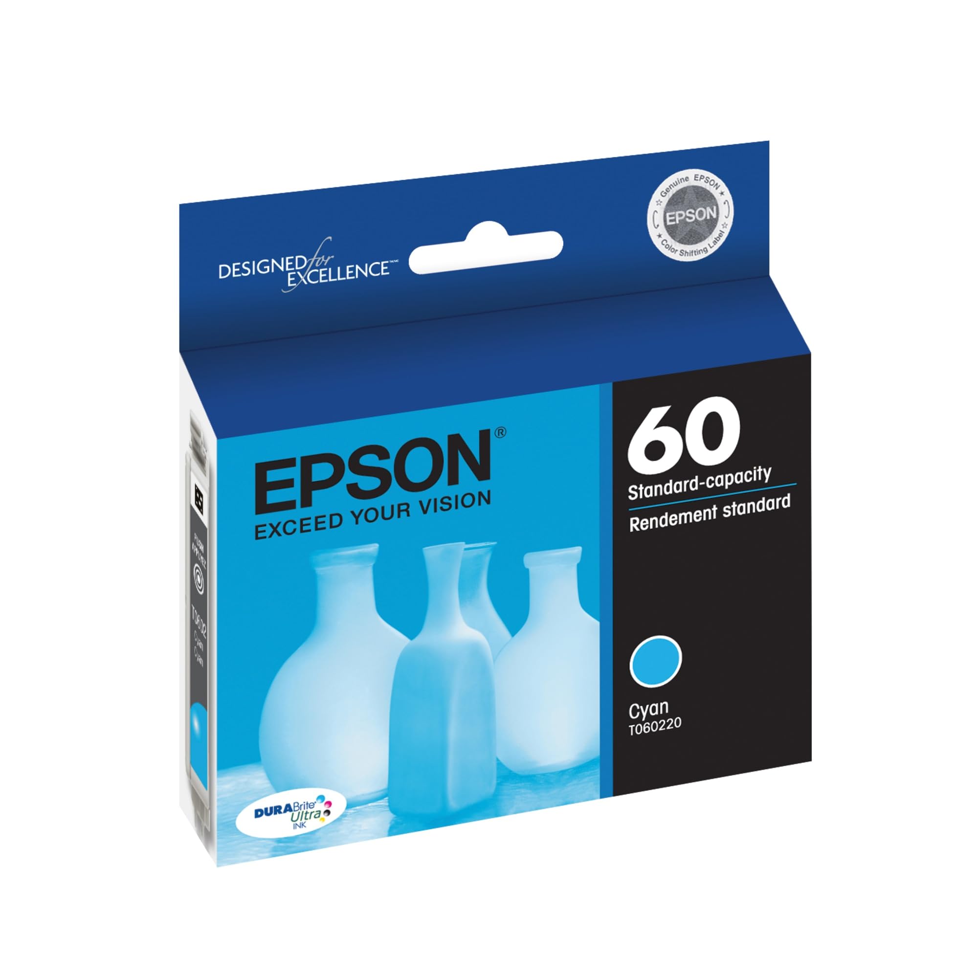 Epson 60 DURABrite Ultra Ink Standard Capacity Cyan Cartridge (T060220) Works with Stylus C-68, C-88, C-88+, CX-3800, CX-3810, CX-4200, CX-4800, CX-5800F, CX-7800