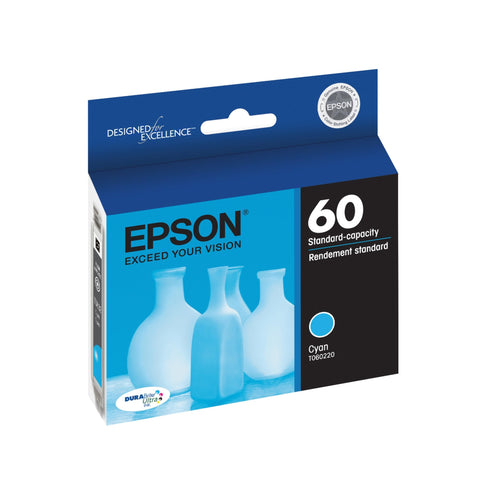 Epson 60 DURABrite Ultra Ink Standard Capacity Cyan Cartridge (T060220) Works with Stylus C-68, C-88, C-88+, CX-3800, CX-3810, CX-4200, CX-4800, CX-5800F, CX-7800