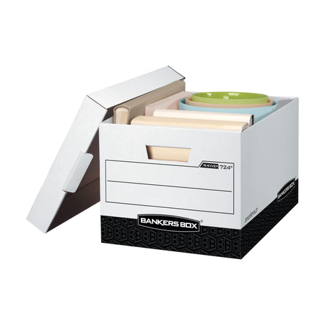 Bankers Box 12-Pack R-Kive Heavy Duty File Storage Boxes with Lids, FastFold Assembly, Letter/Legal, (00724)