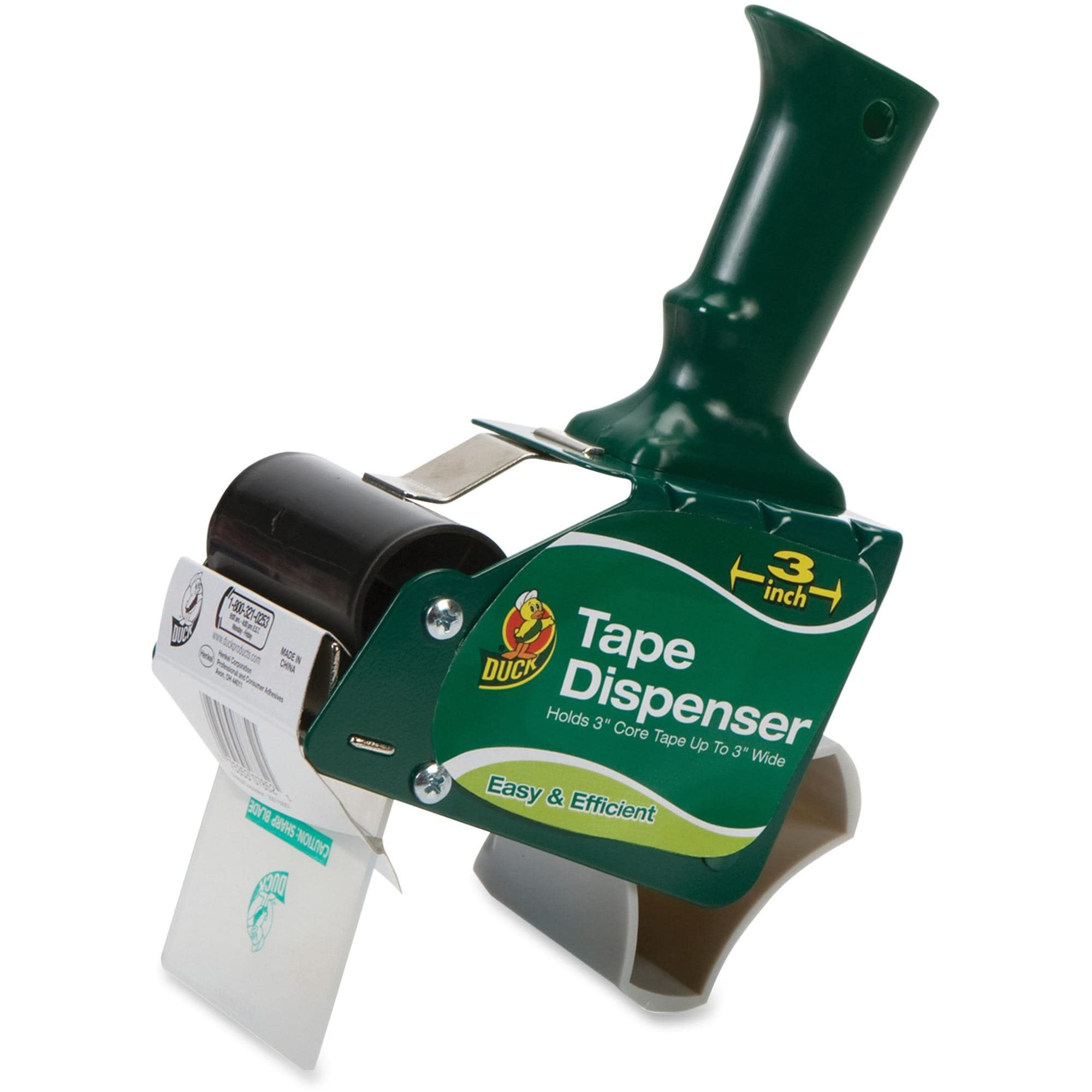Duck Brand Standard Tape Gun with Pistol Grip Handle - Compatible with 3" Core Packing Tape Refill Rolls up to 3 Inches Wide - Green (1064012)