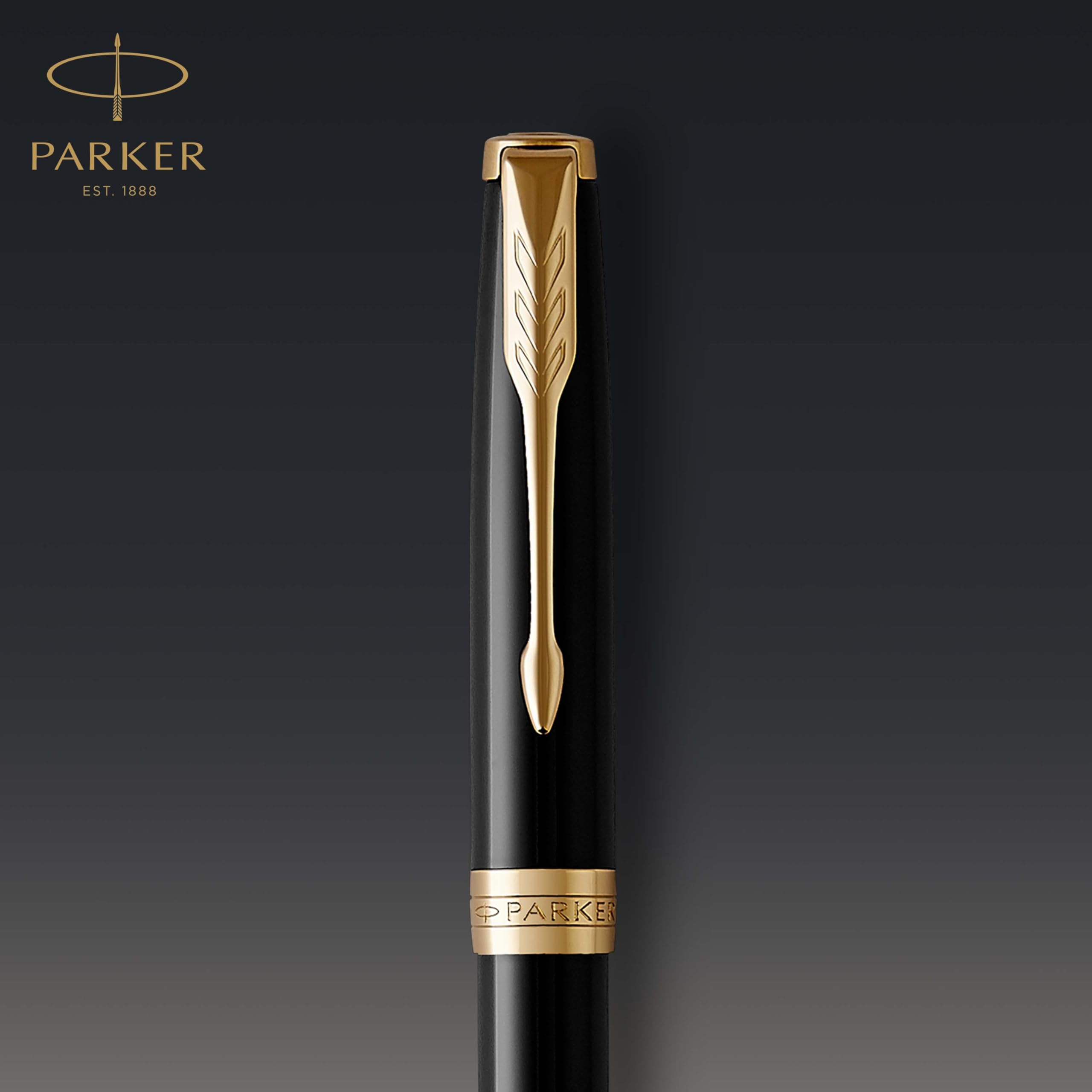 Parker Sonnet Ballpoint Pen Black Lacquer with Gold Trim Medium Point Black Ink (1931497)