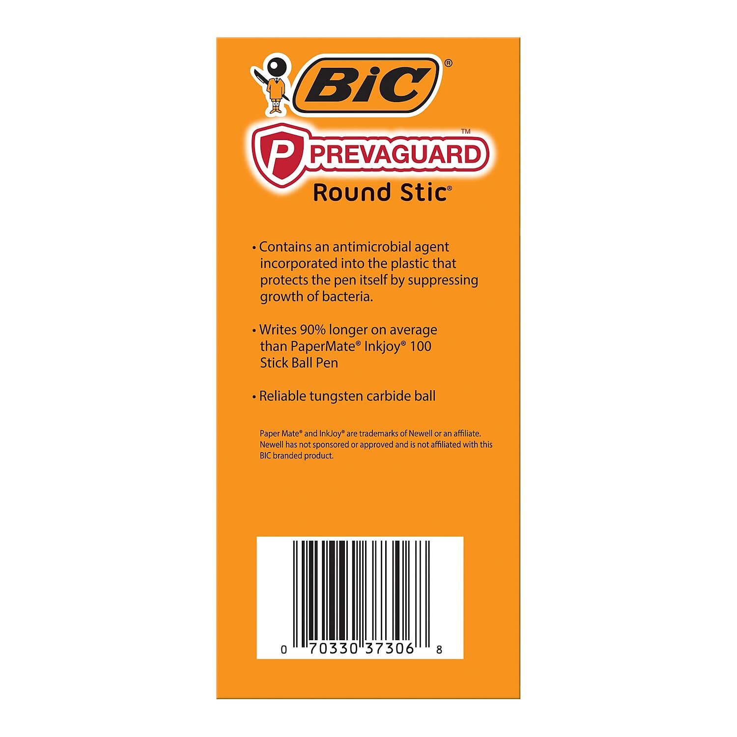 BIC PrevaGuard Round Stic Ballpoint Pen With Built-in Protection To Suppress Bacteria Growth, Medium Point (1.0 mm), Black, 60-Count