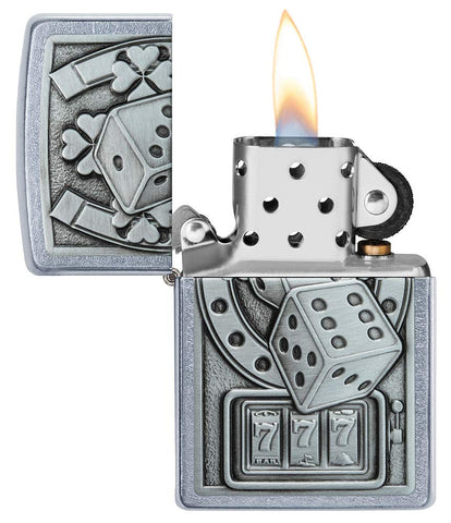 Zippo Lucky 7 Emblem Street Chrome Pocket Lighter, Silver, One Size