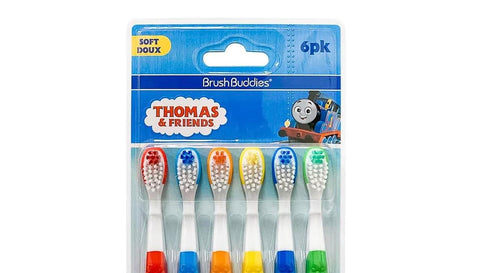 Brush Buddies Thomas & Friends Kids Toothbrush Set 6 Pack Soft Bristle Toddler Toothbrush Ages 2+ Small Head Easy Grip Handle Fun Character Toothbrushes Kids Oral Care