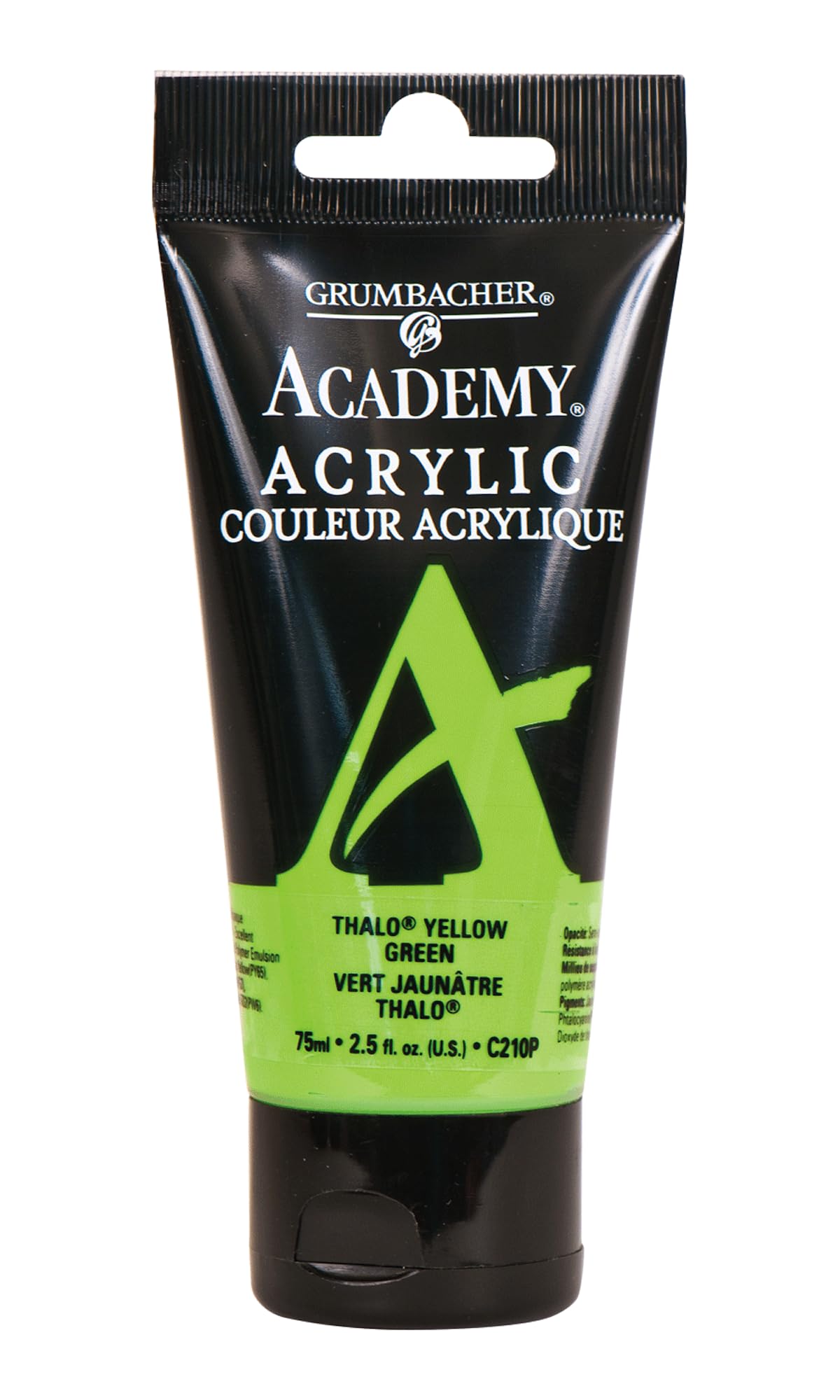 GRUMBACHER Academy Acrylic Paint, 75ml Plastic Tube, Thalo Yellow Green (C210P), 2.50 Fl Oz (Pack of 1)