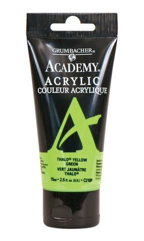 GRUMBACHER Academy Acrylic Paint, 75ml Plastic Tube, Thalo Yellow Green (C210P), 2.50 Fl Oz (Pack of 1)