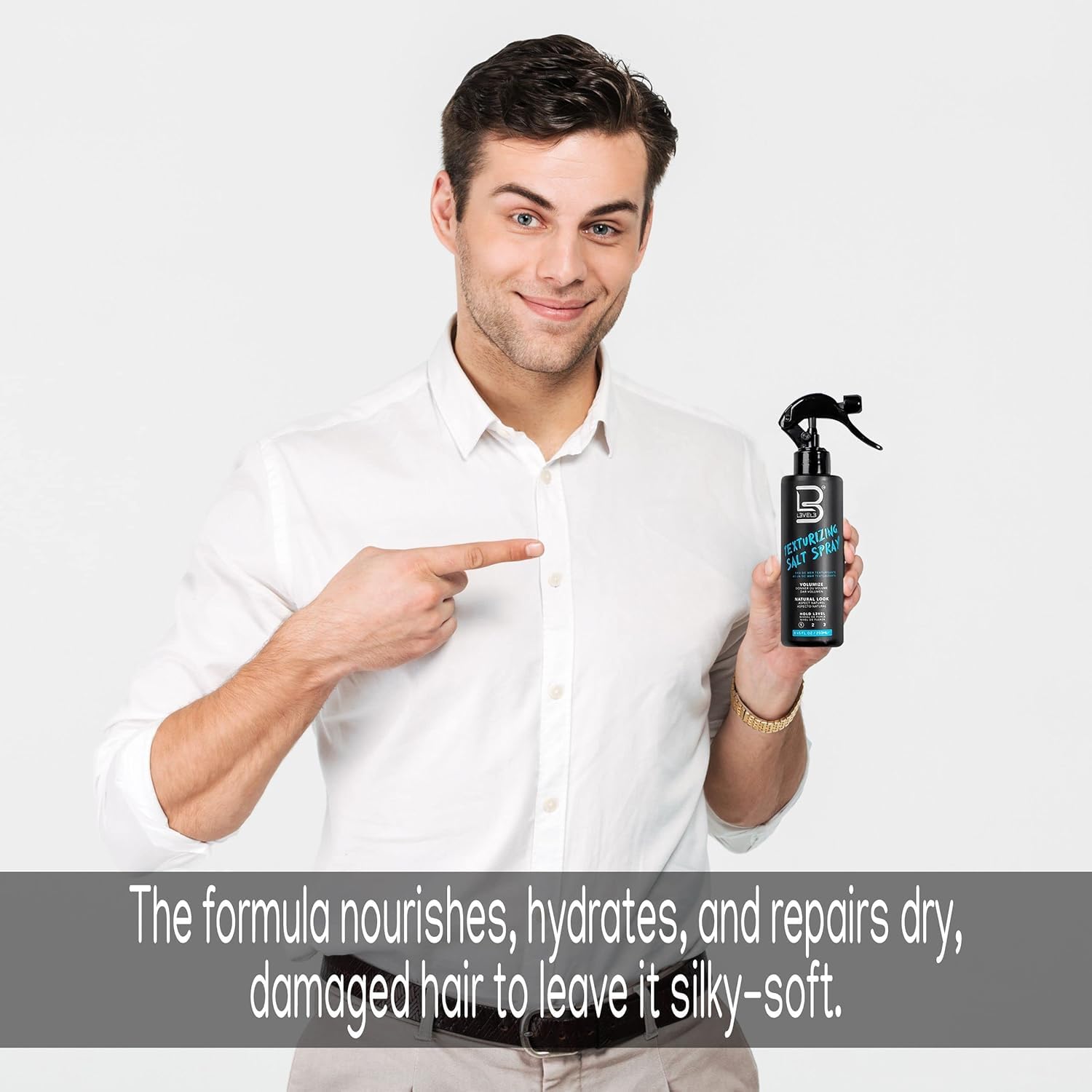 L3 Level 3 Sea Salt Texturizing Spray - Creates Beachy Waves and Texture - Light Hold - Casual Hair Finish (8.45 Fl Oz)