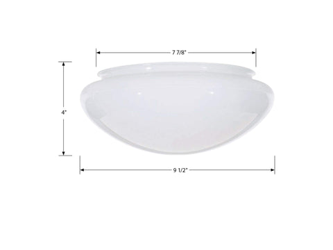 Satco 50-330 9.5-Inch Replacement Mushroom Glass Shade, 7-7/8 Inch Fitter, White (50/330)